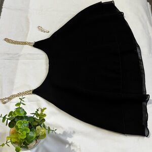 Women's Solid Cut Out Cami Tank Tops Chain Linked Spaghetti Strap Crop Tank